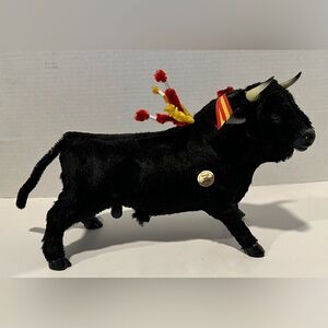 VTG Black Bullfighting Soanush Bull Figure Souvenir Made In Spain Travel